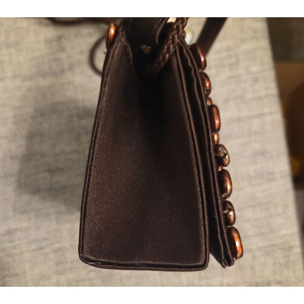 Bijoux Terner Brown Beaded Purse Handbag Evening Bag Vintage Style